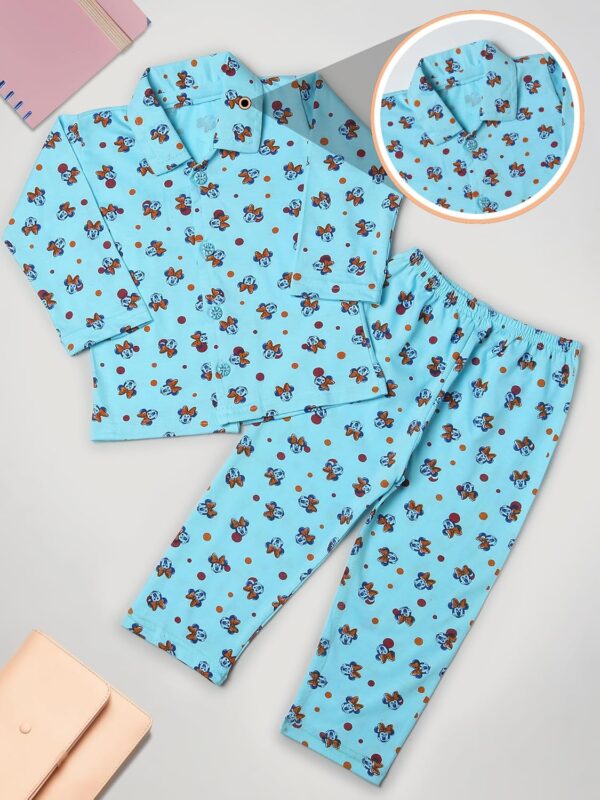 Cartoon Printed Cotton Night Suit | Sleep Wear | Boys Girls Full Sleeves T-Shirt with Trouser | Night Dress | Sleepsuit for Baby | Bottom Pyjama Set for Kids