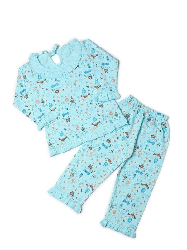 Cotton Printed Full Sleeve Night Suit for Kids, Sleepwear for Girl, Loungewear Cotton Blend Shirt & Pyjama Set, Sleepsuit for Kid, Nightdress for Girls, Night Dress for...